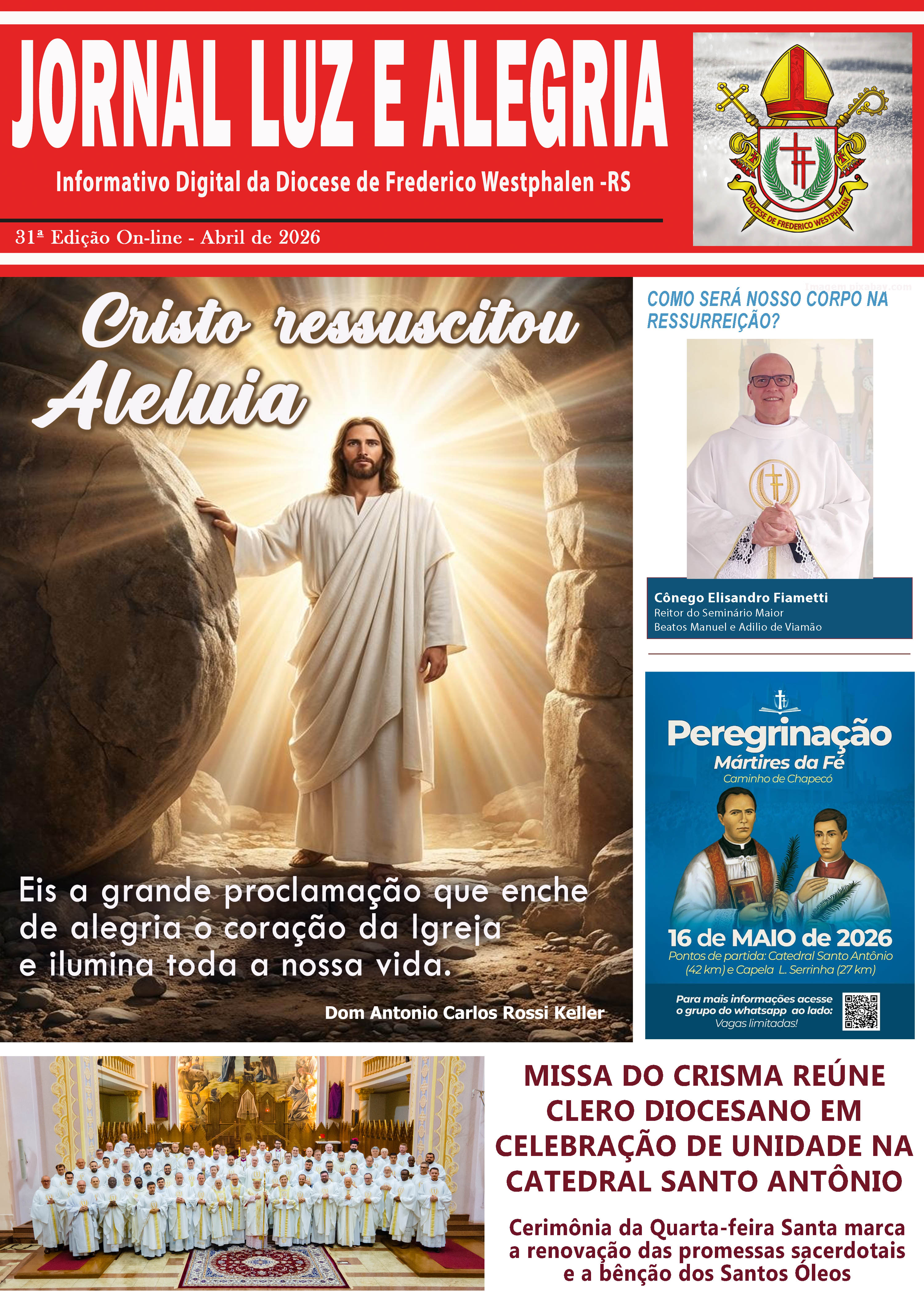 Capa Jornal Luz e Alegria - 31ª Edição ON LINE -ABRIL 2026