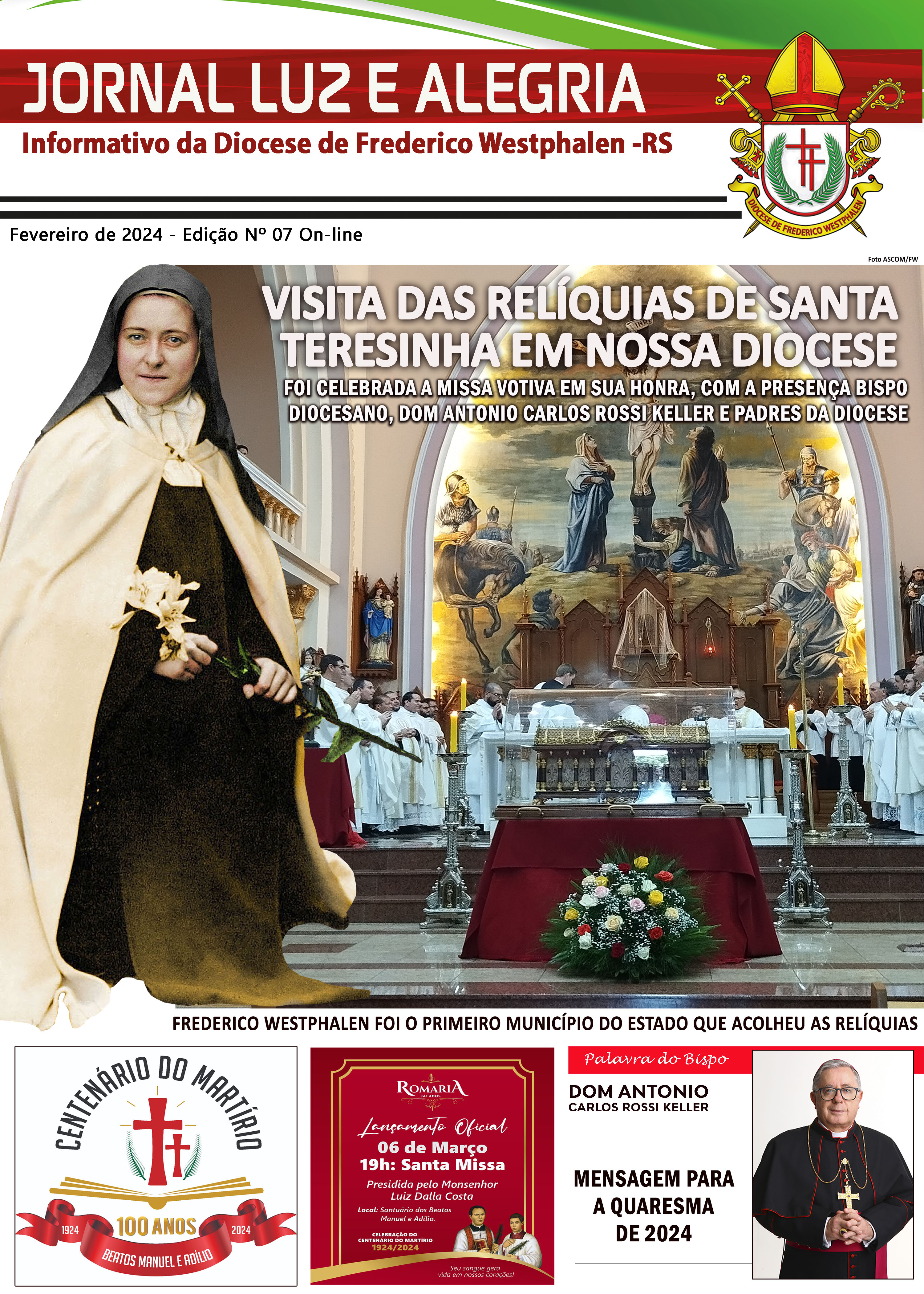 Capa Jornal Luz e Alegria - 7ª Edição ON LINE/Fevereiro 2024