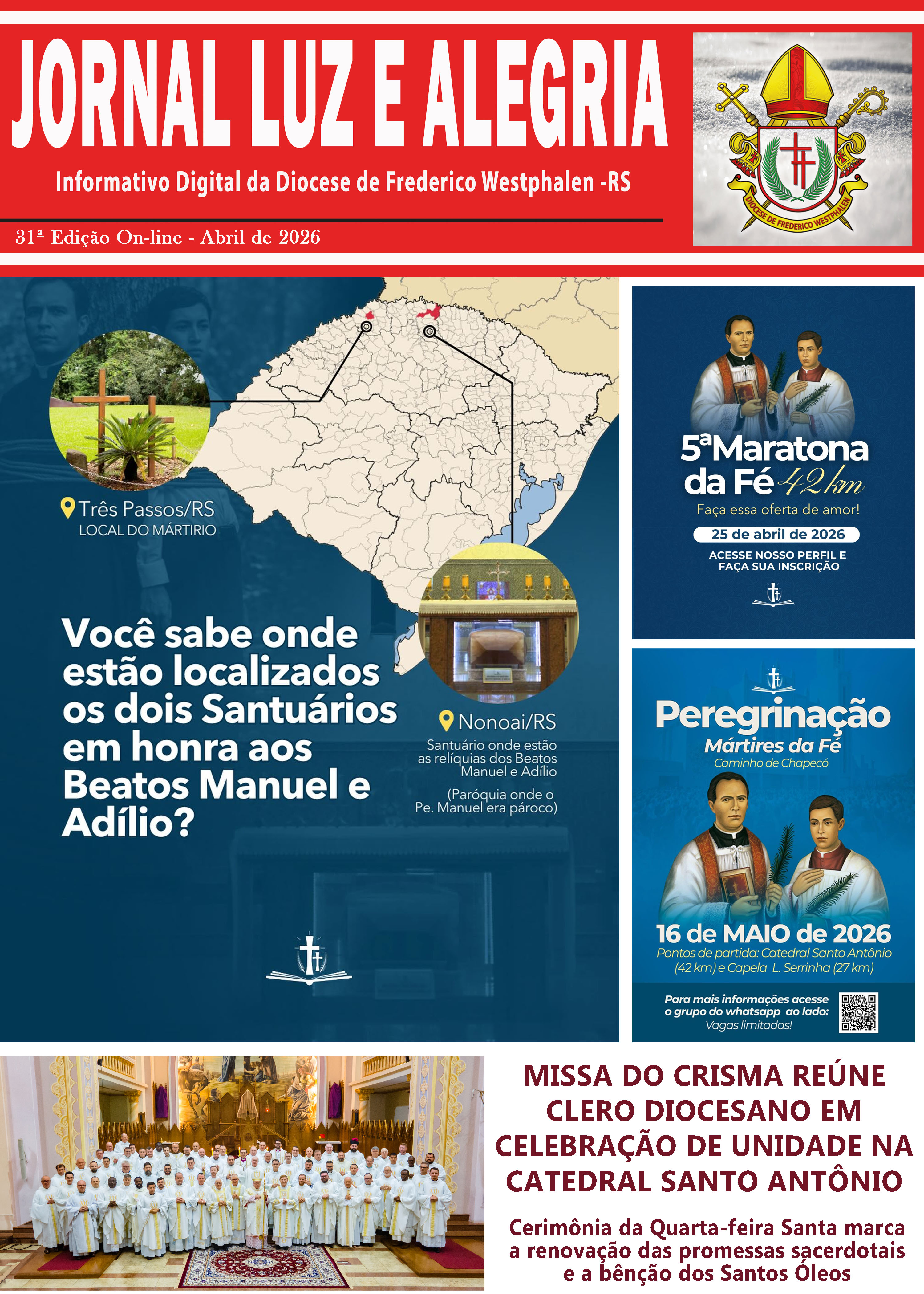 Capa Jornal Luz e Alegria - 31ª Edição ON LINE -ABRIL 2026