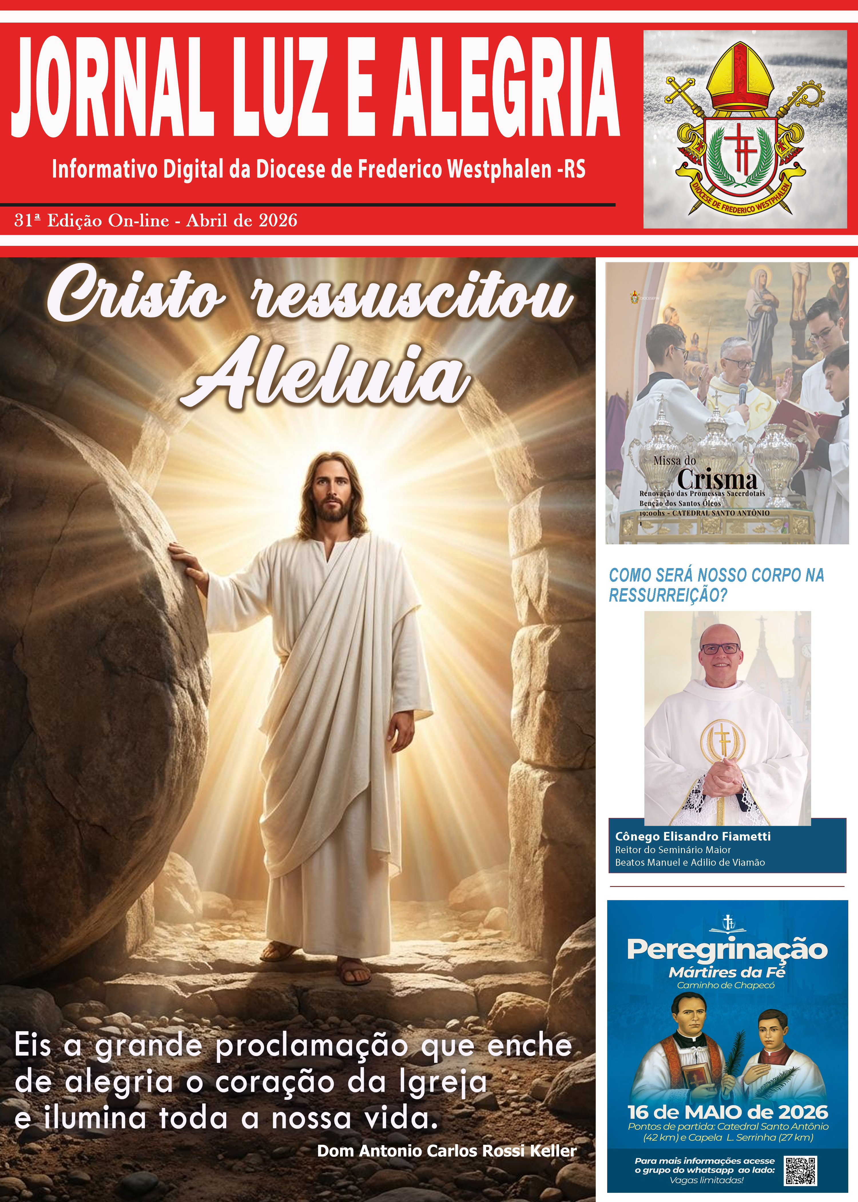 Capa Jornal Luz e Alegria - 31ª Edição ON LINE -ABRIL 2026